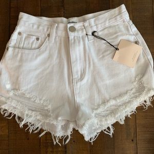 White superdown Denim Shorts